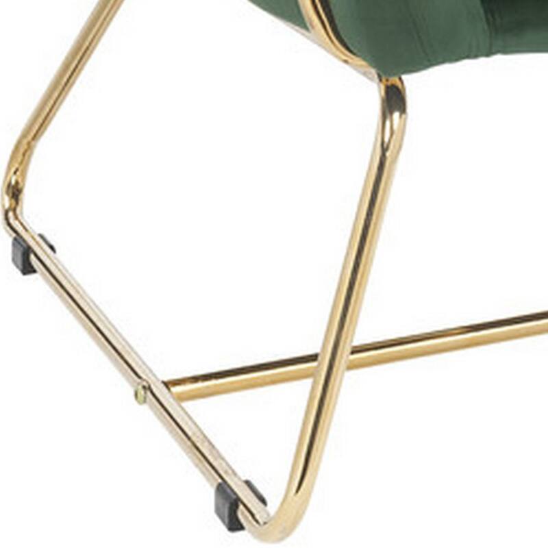 Saul 30 Inch Modern Accent Chair, Padded Seats, Green Velvet