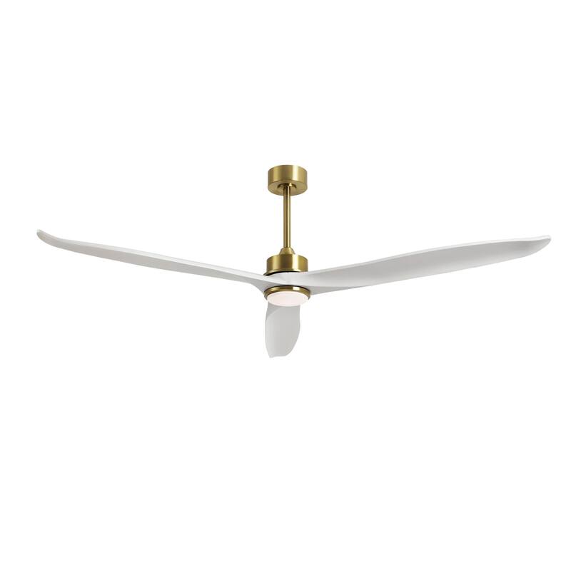 72" 3-Blade Solid Wood Ceiling Fan with LED Light and Remote Control