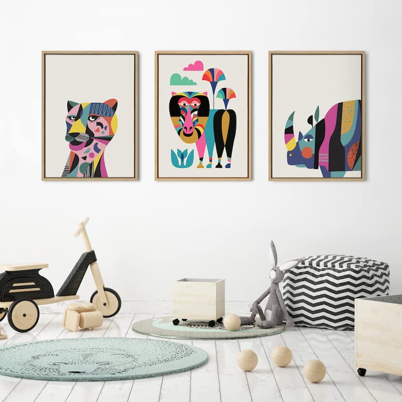 Kate and Laurel Sylvie Baboon Framed Canvas by Rachel Lee