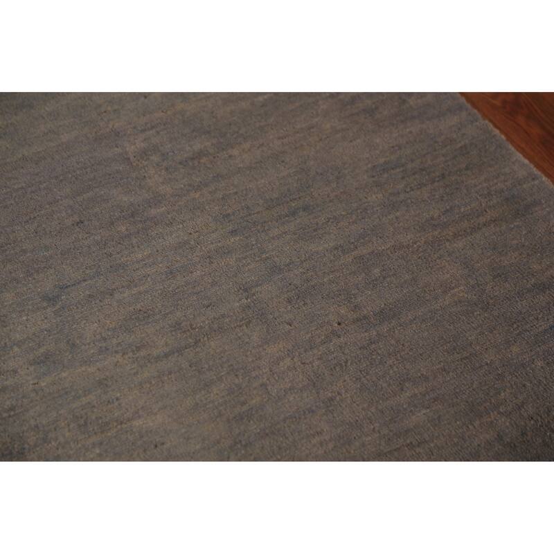 Gray & Beige Modern Gabbeh Runner Rug Handmade Wool Carpet - 2'8" x 9'6"
