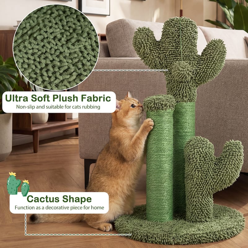 Gymax 22'' Cactus Cat Scratching Post Cute Vertical Cat Claw Scratcher