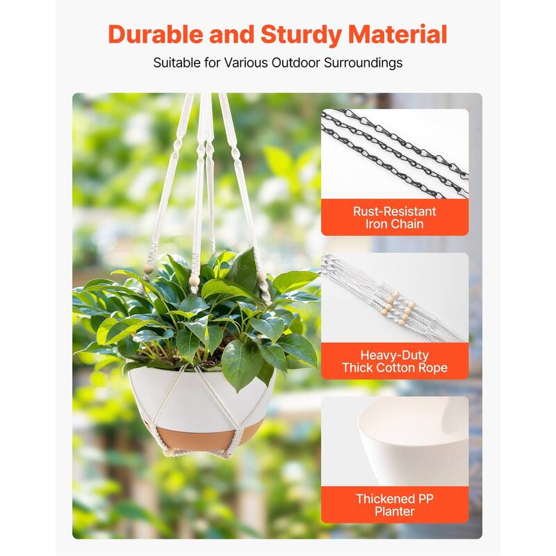 2-Pack 10" Self-Watering Hanging Planters with Drainage Holes - 9.84 x 9.84 x 5.91 in
