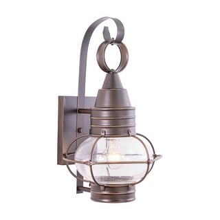 VAXCEL Chatham 18 in. H 1-Light Burnished Bronze Coastal Outdoor Wall Sconce, Steel, Clear Seeded Glass Shade