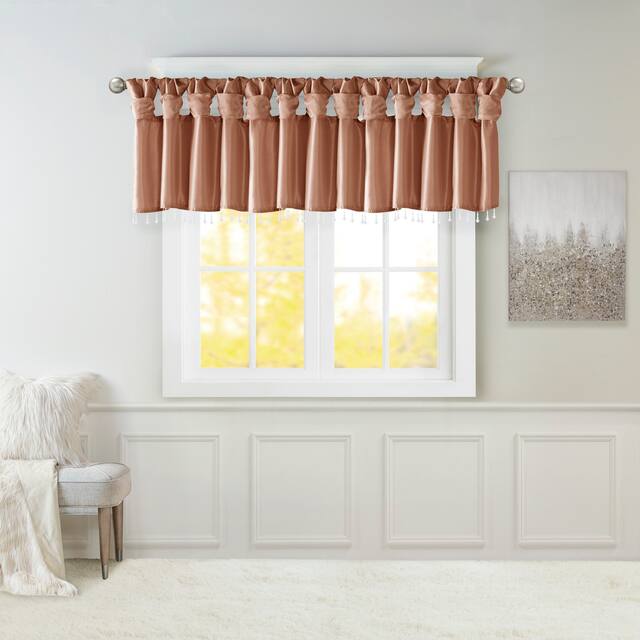 Madison Park Natalie Lightweight Faux Silk Valance with Beads - 50x26" - Spice