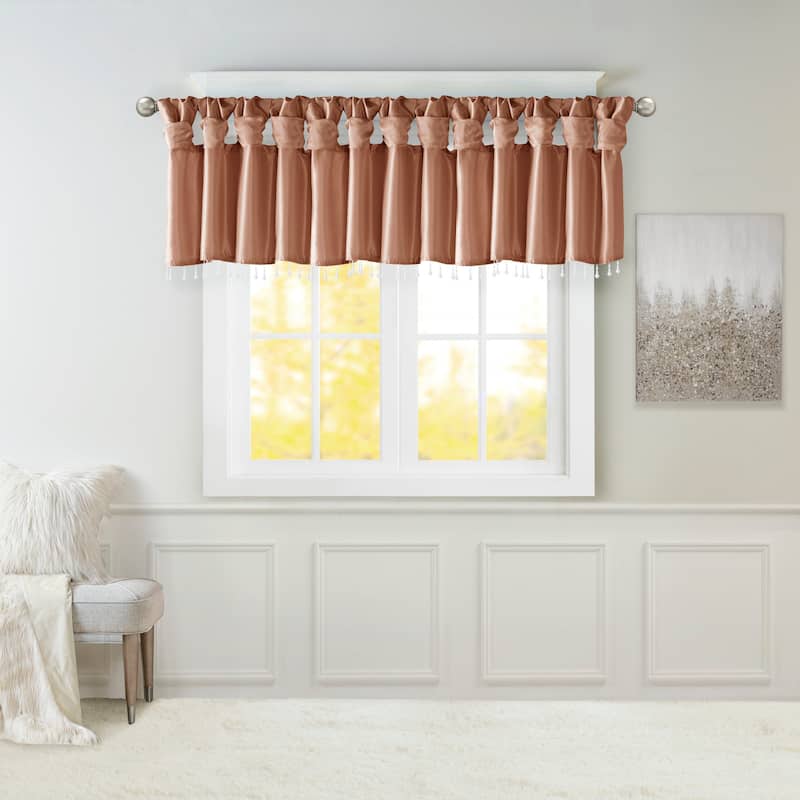 Madison Park Natalie Lightweight Faux Silk Valance with Beads - 50x26"