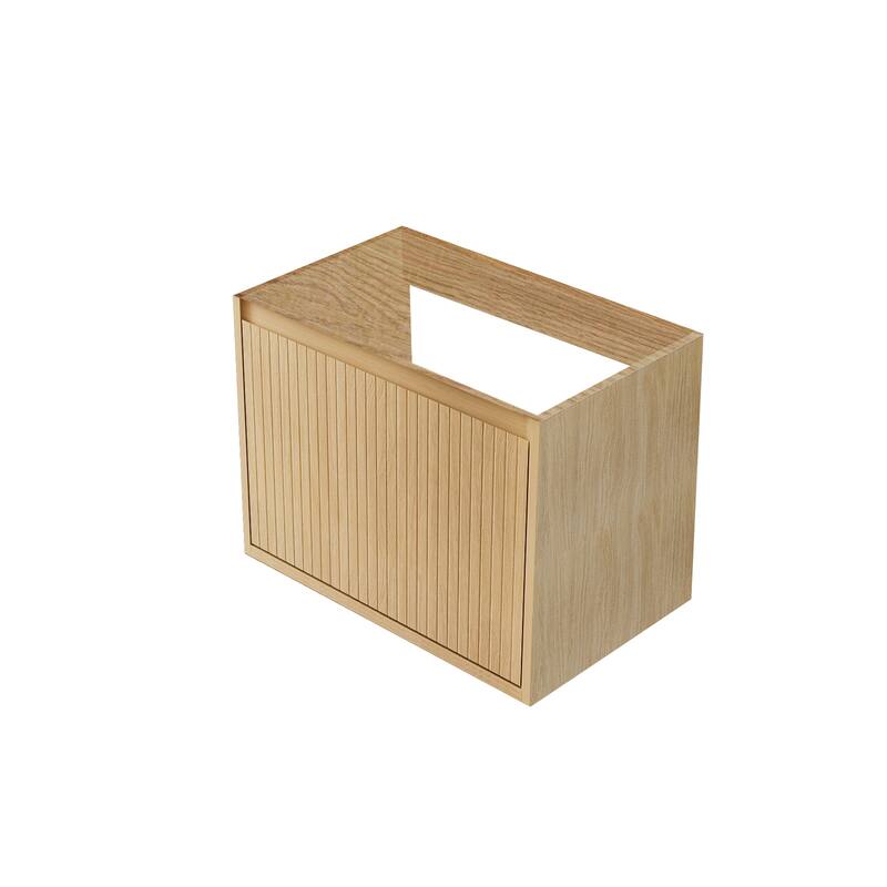 GDFStudio - Aero Modern Mid-Century Wall-Mounted Bathroom Vanity Base with Soft Close Drawer & Storage Spaces, WITHOUT Sink