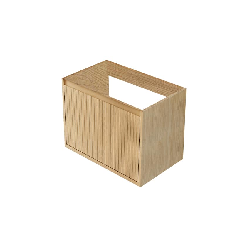 GDFStudio - Aero Modern Mid-Century Wall-Mounted Bathroom Vanity with Large Soft Close Drawer & Storage Spaces, WITHOUT Sink - 30" - Oak