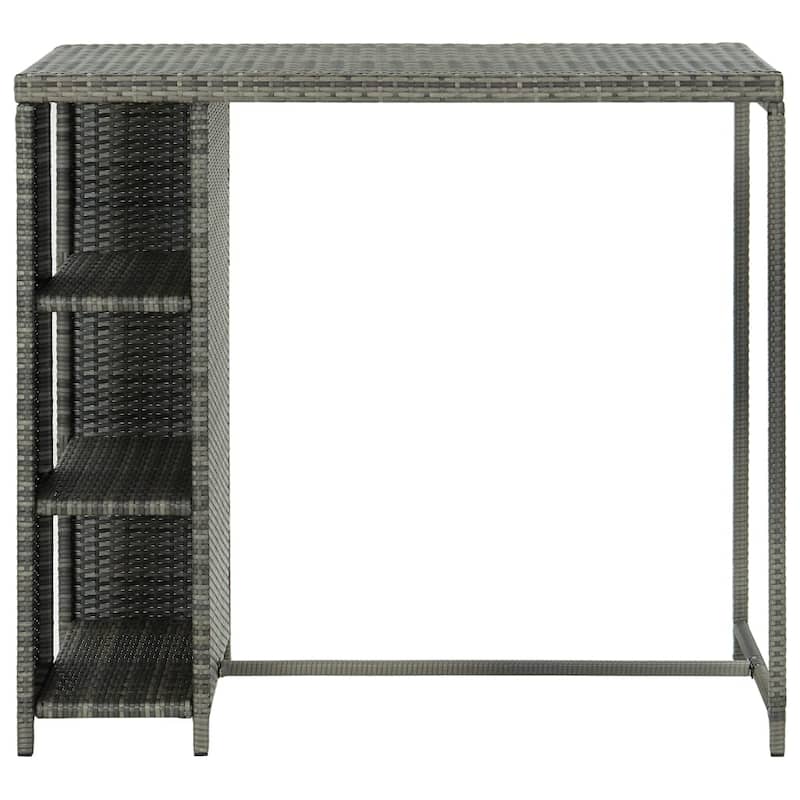 vidaXL Bar Table with Storage Rack Gray 47.2"x23.6"x43.3" Poly Rattan