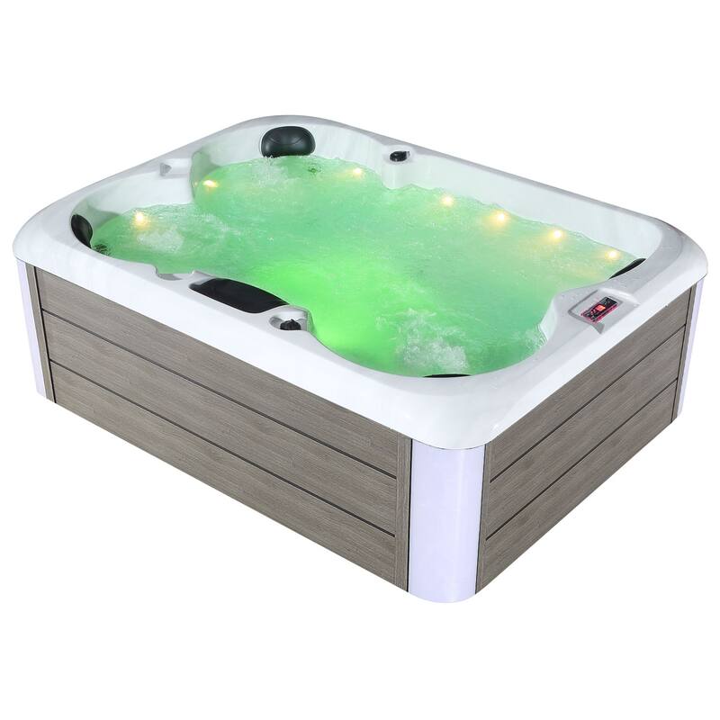 4-Person 20-Jet Premium Acrylic Lounger Spa Standard Hot Tub with Bluetooth Sound System and two-step ladder