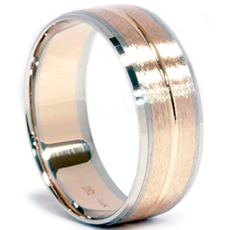 Channel Brushed Wedding Band Gold