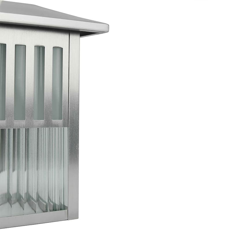1 Light outdoor wall lamp with Clear Ribbed Glass in Satin Nickel Finish