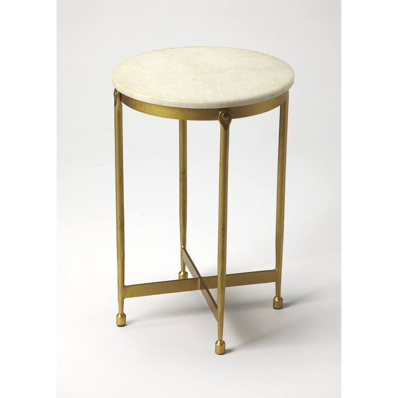 Handmade Butler Claypool White Marble End Table (India) - Marble