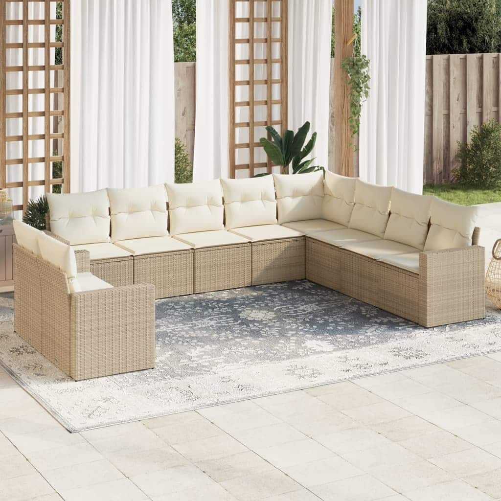 vidaXL Garden Sofa Set Beige - 24.4 x 25.8 x 27.2