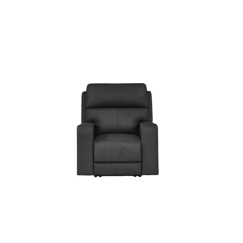 38.5" W Top Grain Leather Dual-Power Recliner with Zero Gravity, USB & Type-C Charging