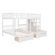 preview thumbnail 5 of 7, Full Over Twin & Twin Wood Triple Bunk Bed with Drawers and Guardrails, White