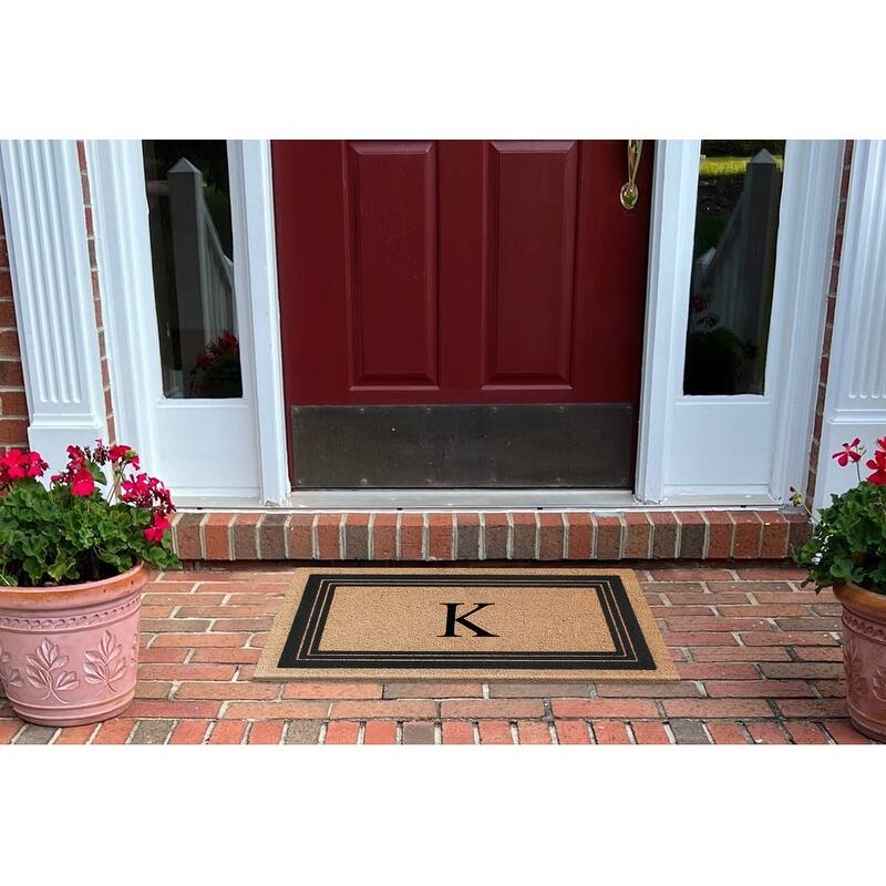 A1HC Natural Coir Monogrammed Entrance Door Mats, Durable Large Outdoor Rug, Non-Slip, Flock Doormat 18"X30"