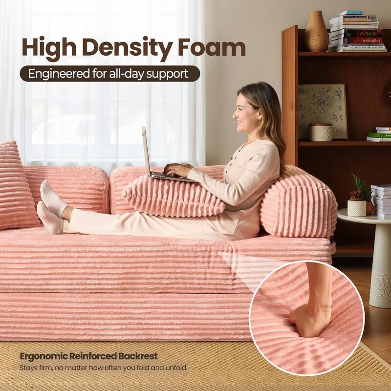 OVIOS Non-Aseembly Convertibe Modular Loveseat Sofa Bed