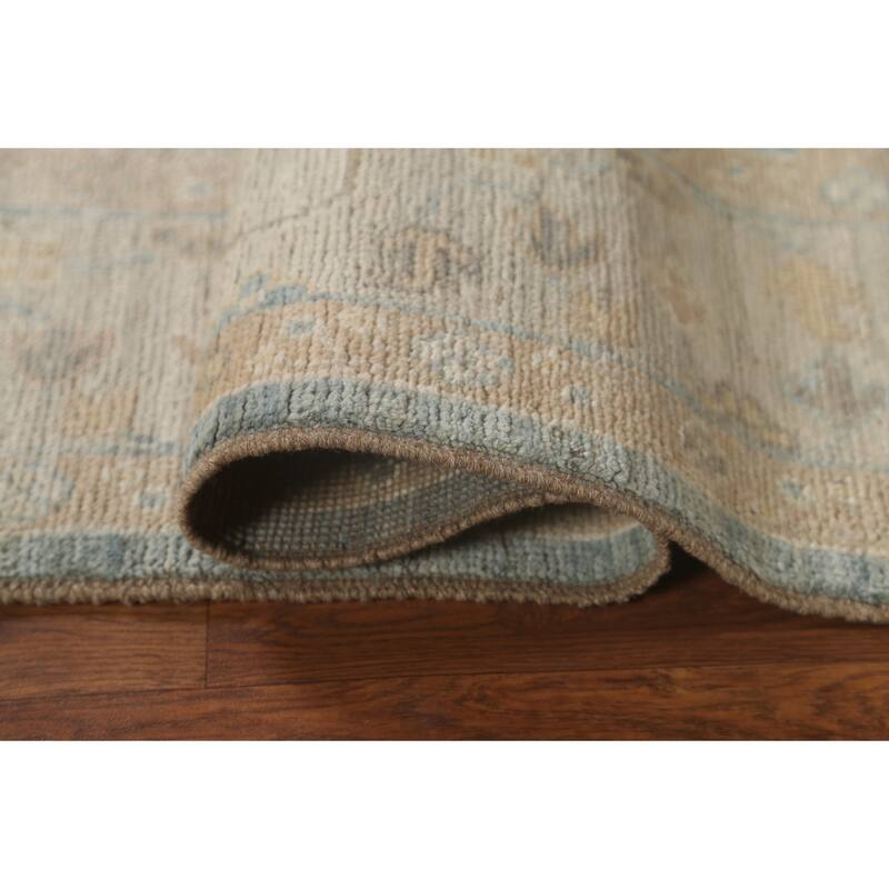 Vegetable Dye Blue Oushak Turkish Area Rug Hand-knotted Wool Carpet - 5'3" x 7'0"