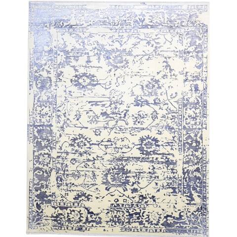 One of a Kind Hand-Knotted Persian 8' x 10' Abstract Wool Blue Rug - 8' x 10'