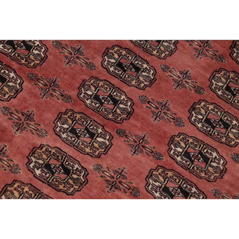 Rustic Bokhara Hoffman Peach/Black Hand Knotted Wool Rug - 9'5'' x 11'10''