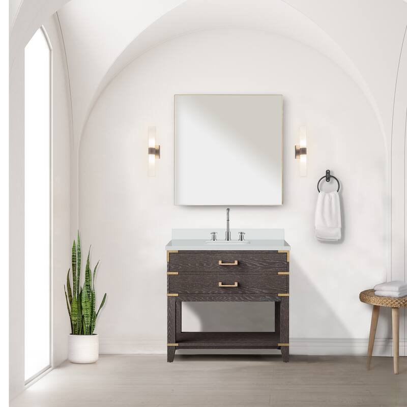 Norwalk Bath Vanity with Quartz Top, Sink and Mirror