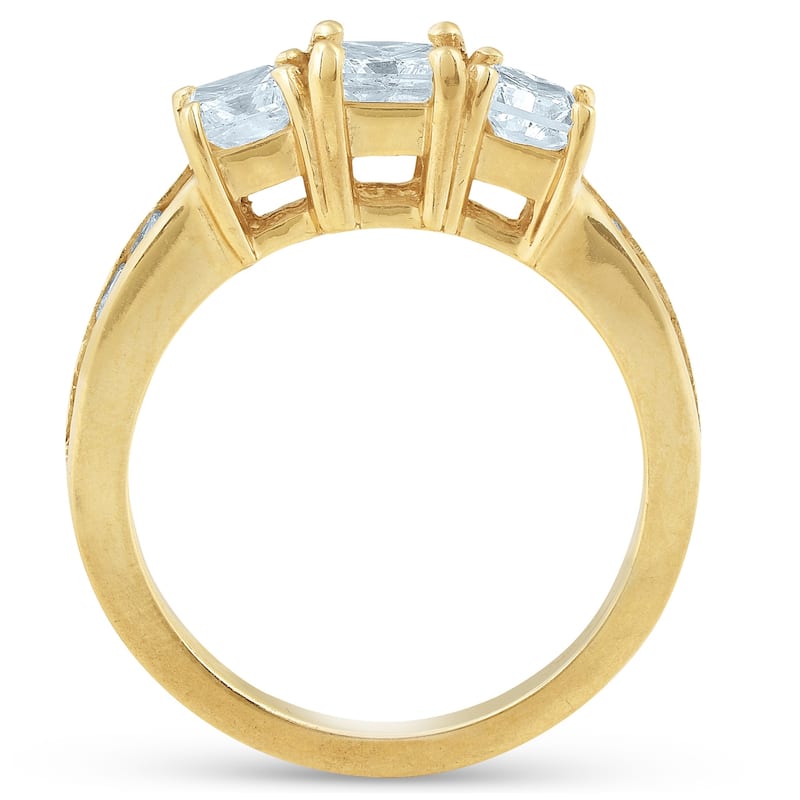 2ct Three Stone Diamond Ring Yellow Gold