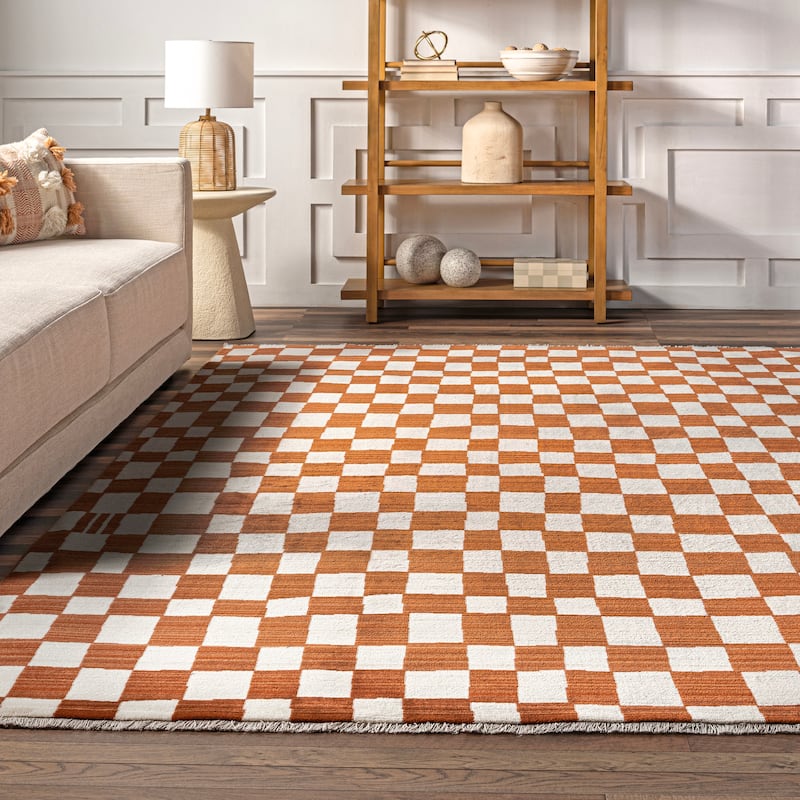 Nuloom Dominique Abstract Checkered Fringe Area Rug