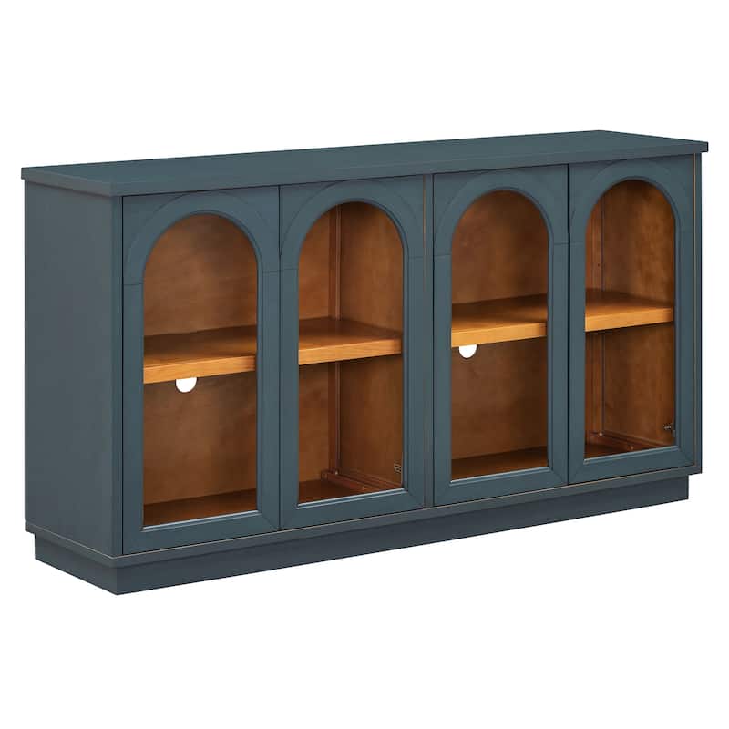4-Door Large Storage Buffet Cabinet with Glass Doors