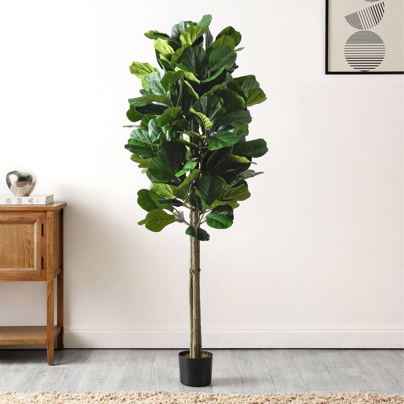 SAFAVIEH Kari Faux Fiddle Leaf Fig 72-inch Potted Tree - 26" W x 26" D x 72" H - 26Wx26Dx72H