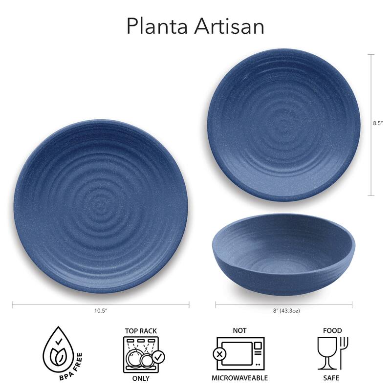 Abode Homewares by TarHong Planta Artisan Dinner Plate, 10.5 x 0.9", Set of 6