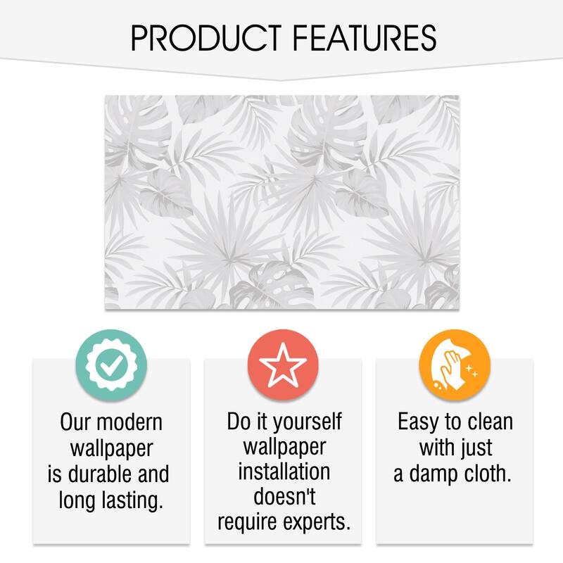 SUSSEXHOME Removable Wallpaper-Waterproof, Strippable, Light Resistance & Cleanable Wall Paper Roll-Wallpaper-Palms