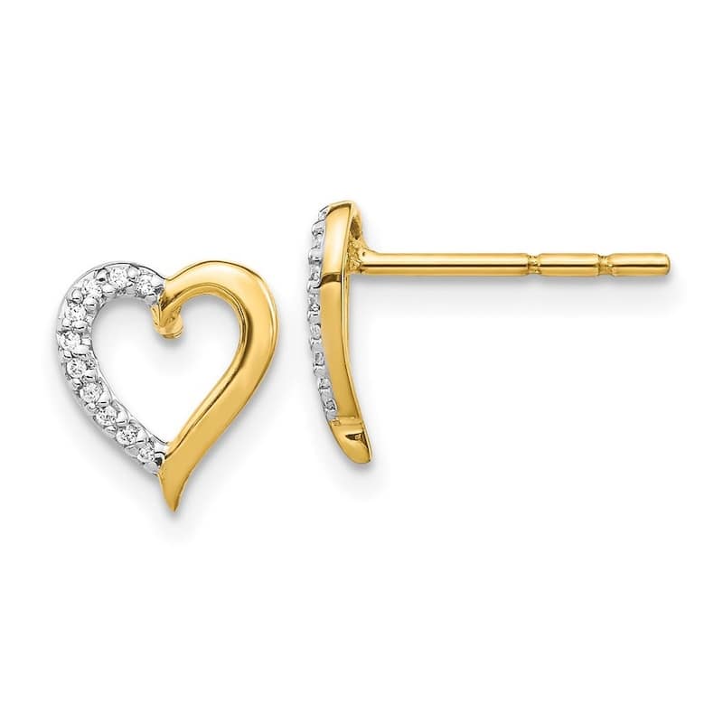 Curata 14k Diamond Love Heart Earrings - 9x8mm Wide
