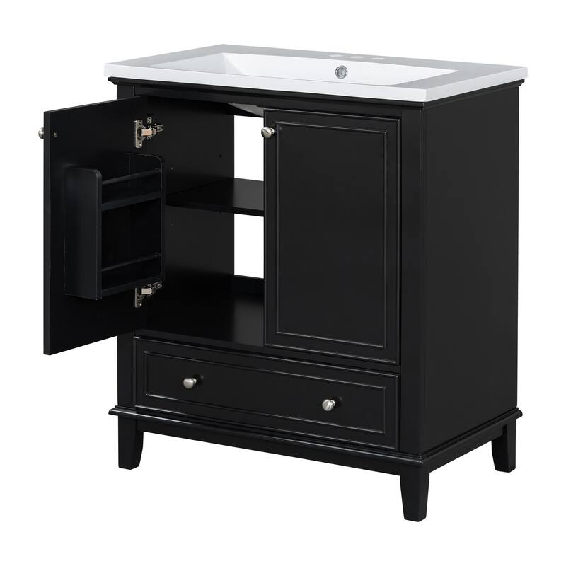 30" Bathroom Vanity with Sink Combo, Multi-functional Bathroom Cabinet with Doors and Drawer, Solid Frame and MDF Board