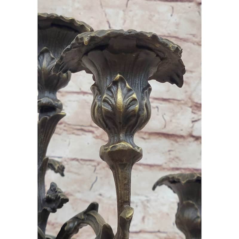 Hot Cast Bronze Victorian Candelabra Candle Holder Antique Style Sculpture By Milo