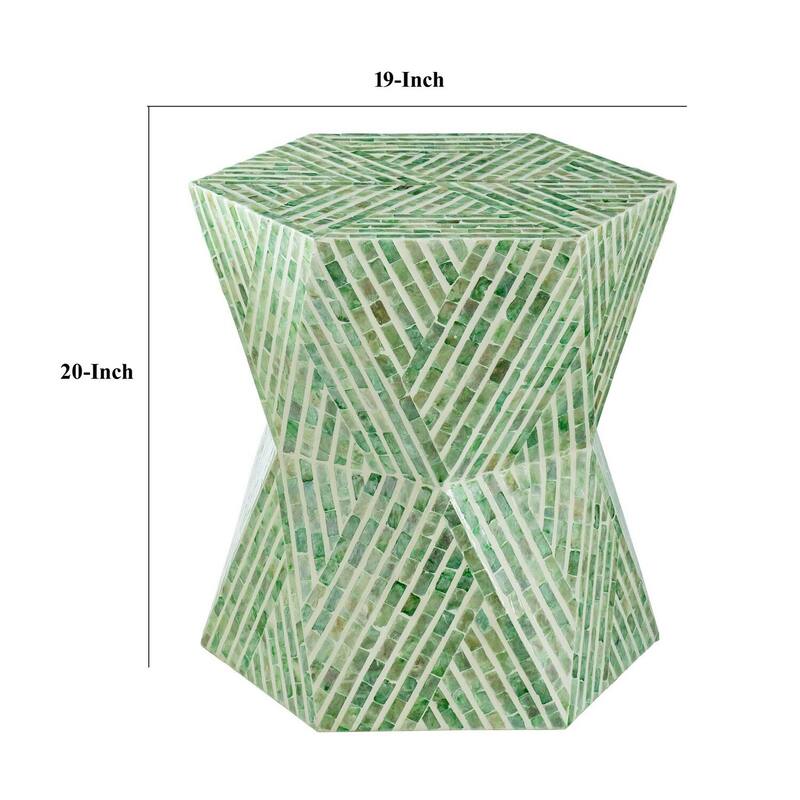19 in. Green Round Wood End Table, Sturdy Build End Side Table for Living Rooms