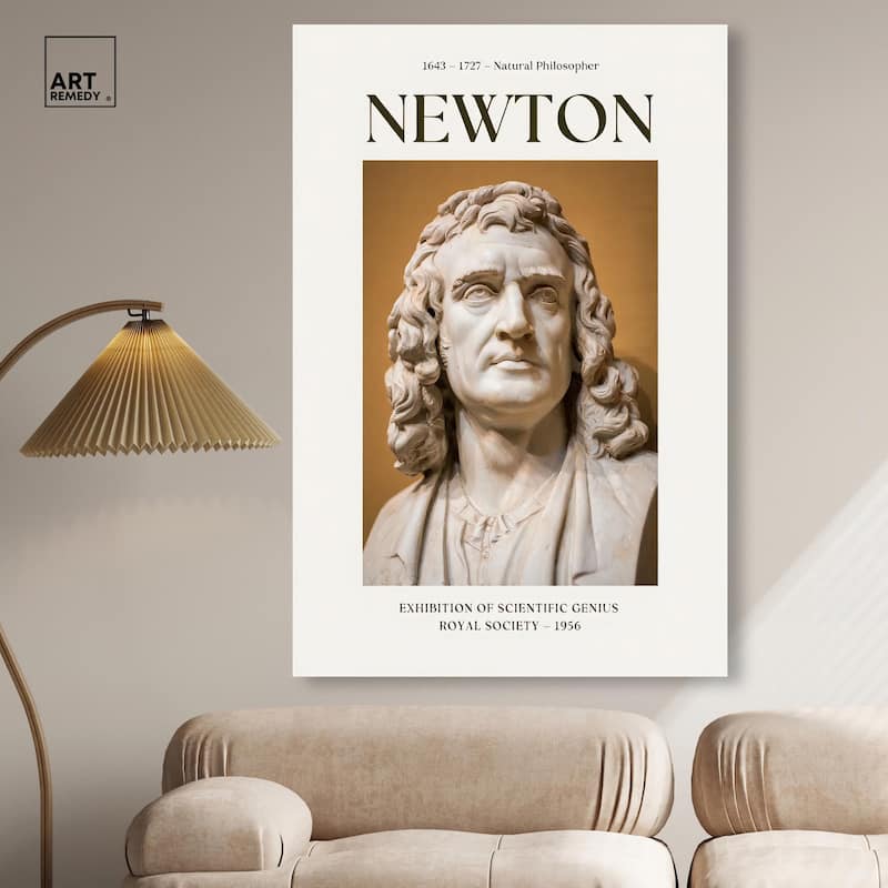 Newton's Likeness in Marble Canvas by Art Remedy, Gallery Wrapped