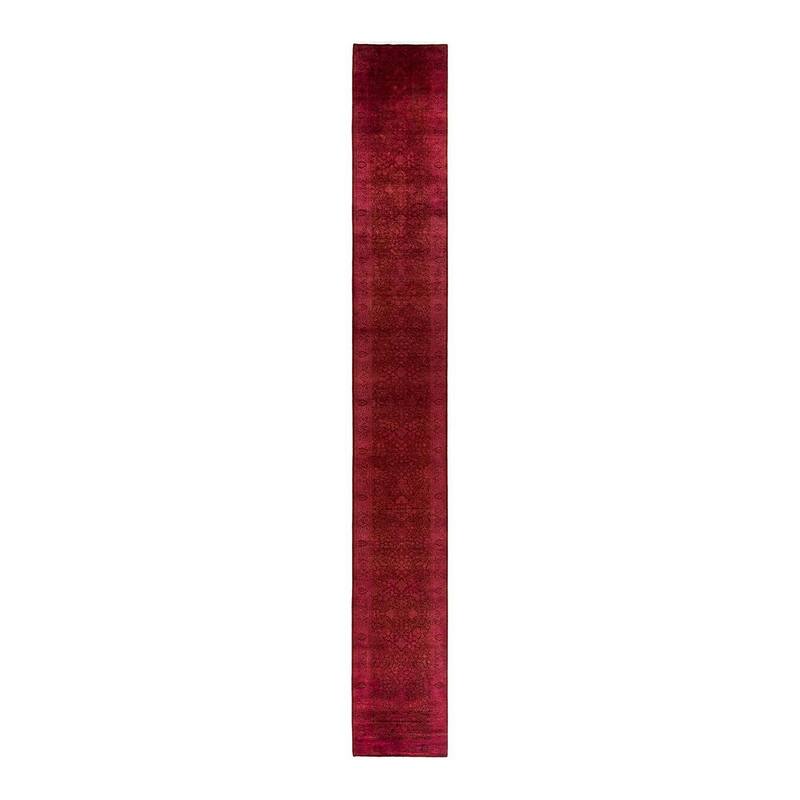 Overdyed, One-of-a-Kind Hand-Knotted Area Rug - Pink - 2' 7" x 20' 2"