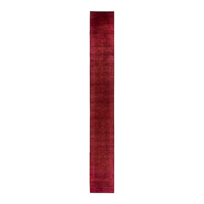 Overdyed, One-of-a-Kind Hand-Knotted Area Rug - Pink - 2' 7" x 20' 2"