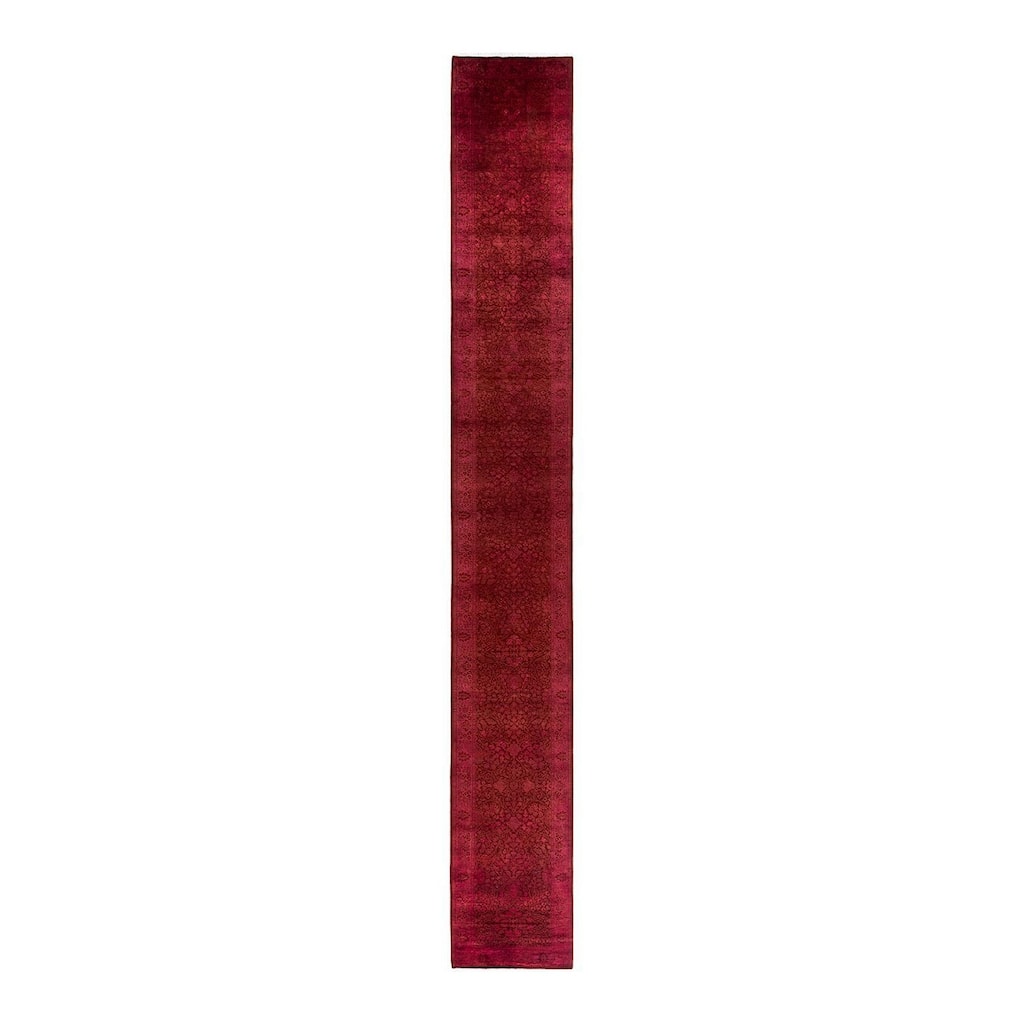 Overdyed, One-of-a-Kind Hand-Knotted Area Rug - Pink - 2' 7" x 20' 2"