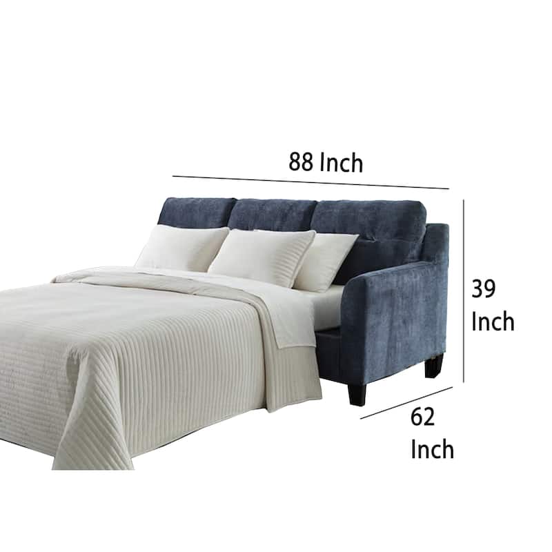 Emilia Queen Sofa Chaise Sleeper, 3 Accent Pillows, Ink Blue Polyester