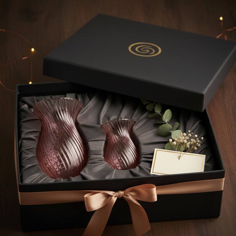 Aria Home Fluorine Frosted Tulip Glass Vase Set of 2 Table Décor