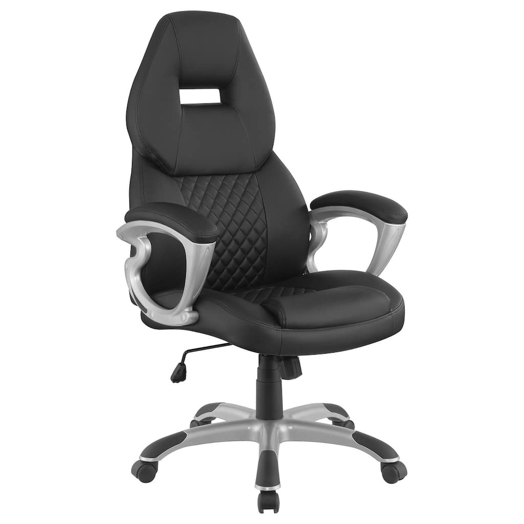 High Back Office Chair Black Silver Ergonomic Desk Chair Adjustable Computer Task Chair
