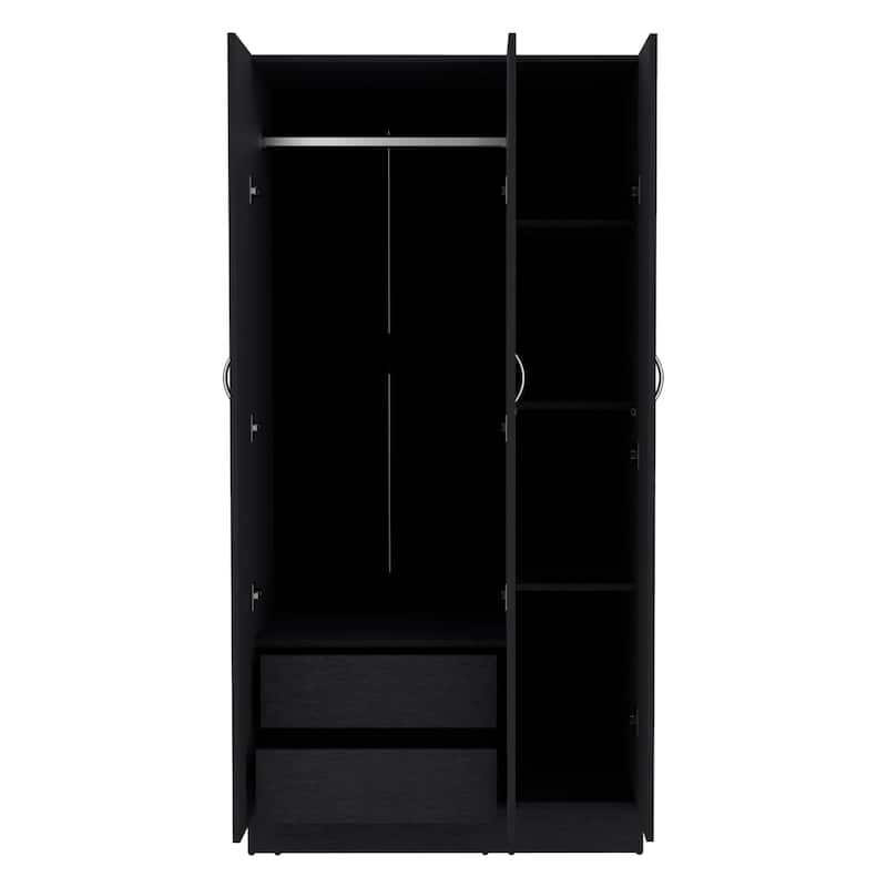 DEPOT E-SHOP Westbury Wardrobe Armoire with 3-Doors and 2-Inner Drawers, White