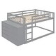 preview thumbnail 10 of 16, Full over Full Bunk Bed with 4 Drawers and 3 Shelves-Gray