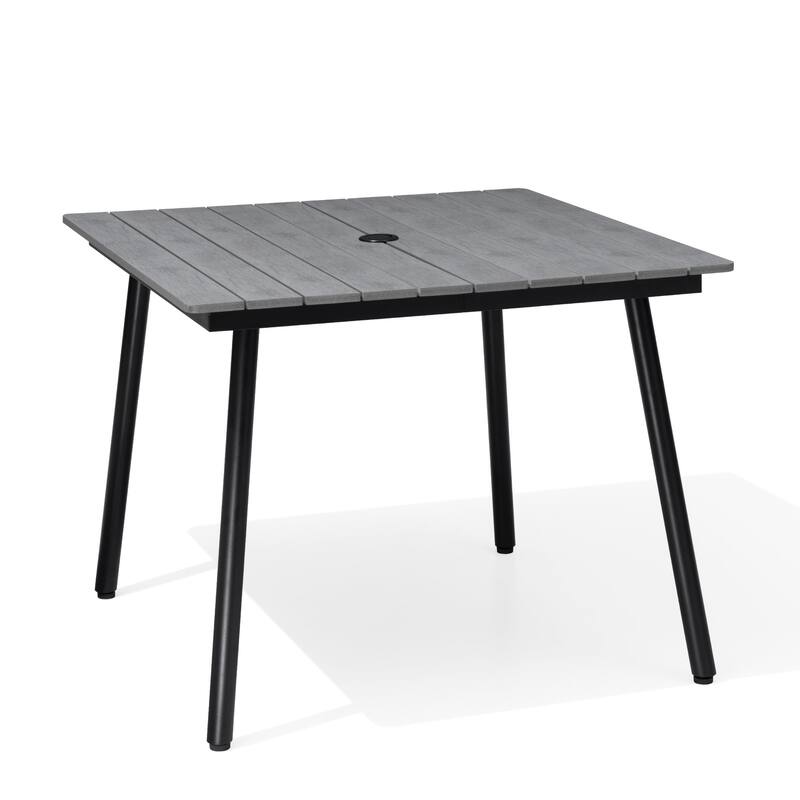 Crestlive Products Outdoor Rectangle Aluminum Dining Table with Umbrella Hole