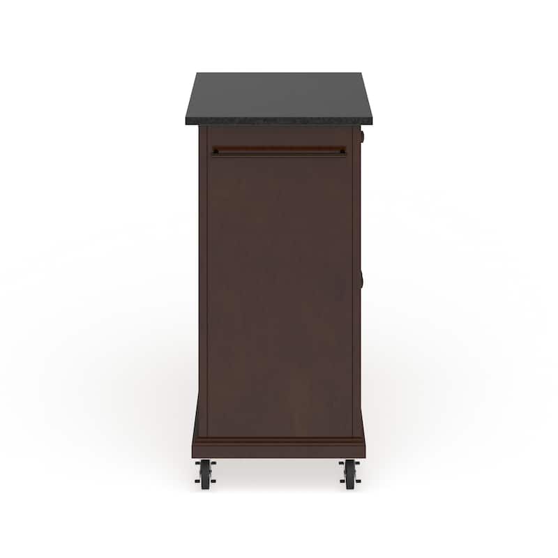 Crosley Compact Solid Black Granite Top Portable Kitchen Cart/ Island in Vintage Mahogany Finish - 18"d x 31"w x 35.5"h