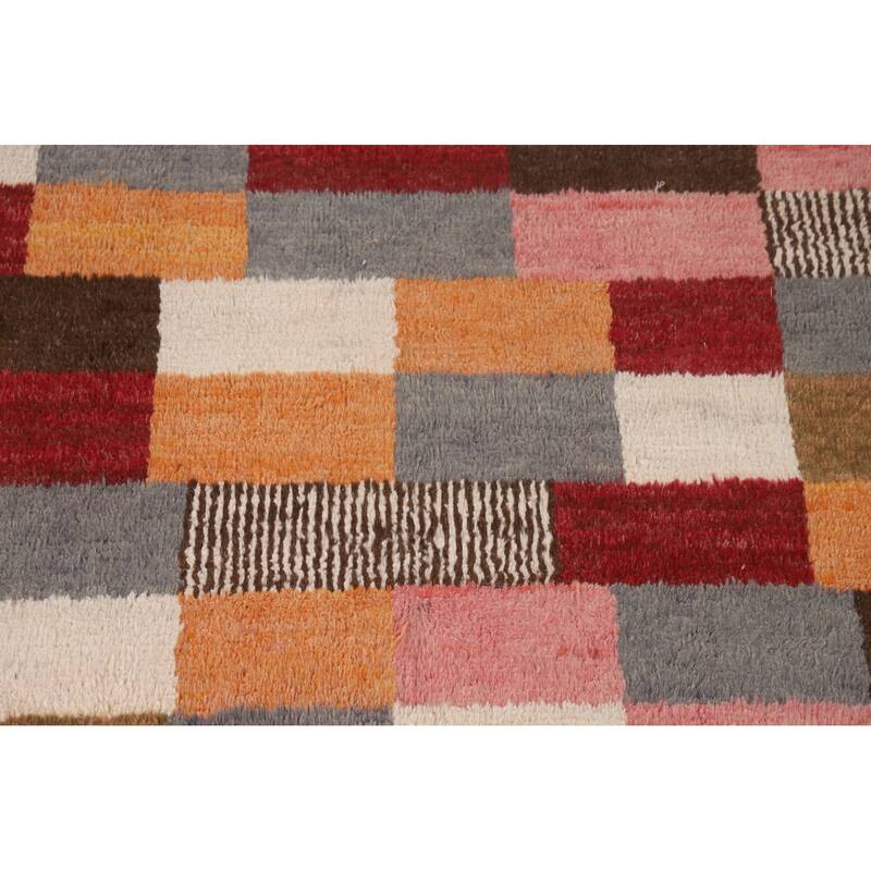 Checkered Moroccan Oriental Area Rug Handmade Geometric Wool Carpet - 5'10" x 9'7"