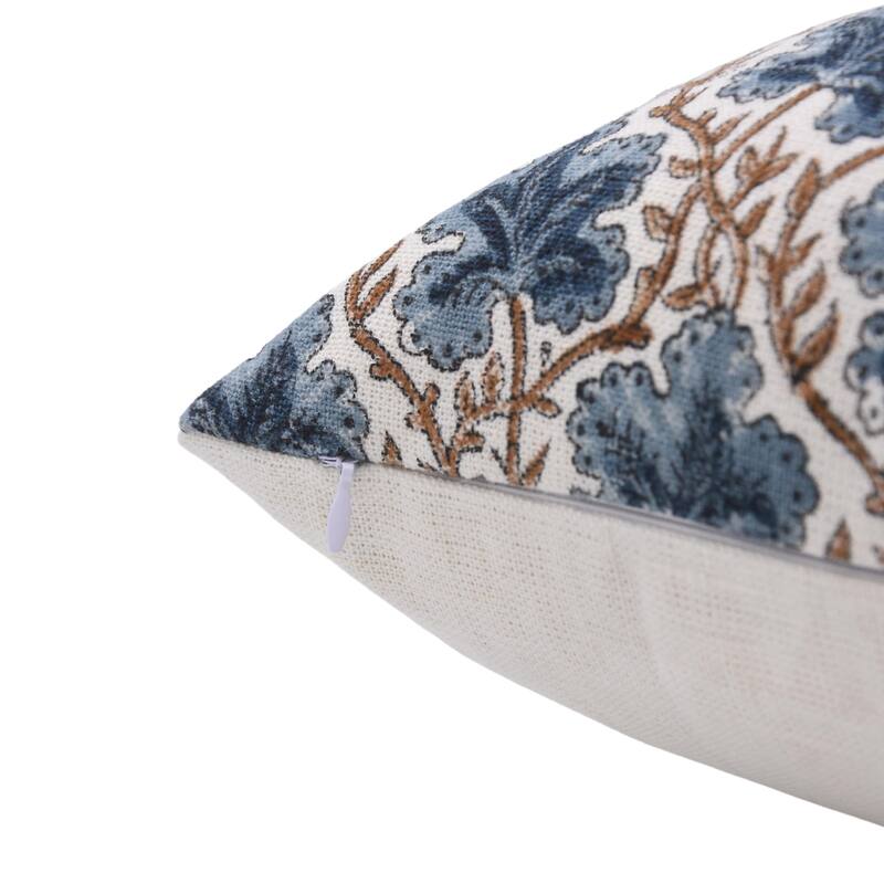 Fabdivine Floral Pillow Cover Heavy Linen Block Print for Living Room Chair Patio Office or Bedroom Decor, Manikarnika