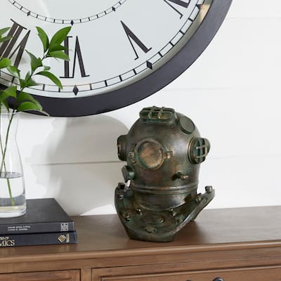 Bronze Polystone Antique Diver Helmet - 8 x 9 x 10