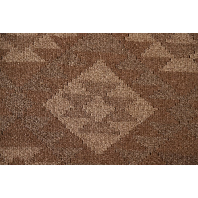 Brown Kilim Reversible Area Rug Flat-weave Living Room Wool Carpet - 5'4" x 8'2"